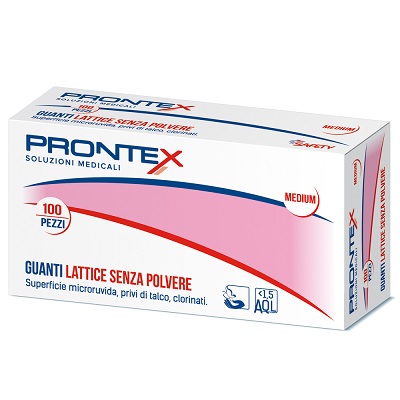 PRONTEX GUANTO IN LATTICE SENZA POLVERE MEDIO 100 PEZZI - Farmacia Castello Srl