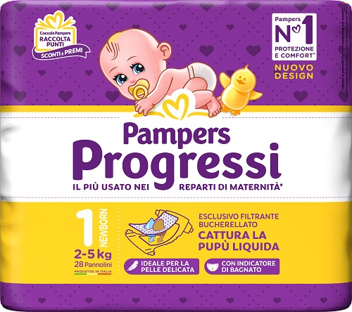 PAMPERS PROGRESSI NEWBORN PANNOLINO 1 2-5KG 28 PEZZI - Farmacia Castello Srl