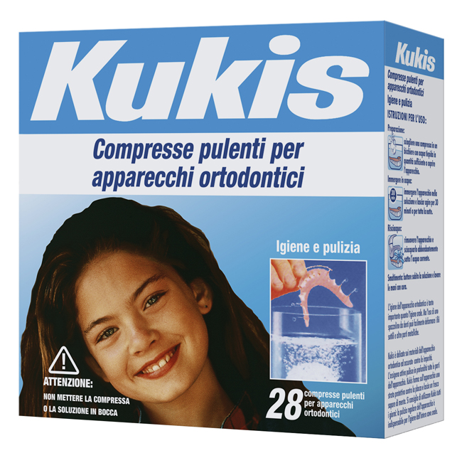 KUKIS CLEANSER 28 COMPRESSE PER PULIZIA APPARECCHI ORTODONTICI - Farmacia Castello Srl