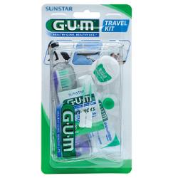 GUM TRAVEL KIT VIAGGIO 1 SPAZZOLINO PIEGHEVOLE GUM TRAVEL + 1 DENTIFRICIO VIAGGIO 12 ML + 1 ROCCHETTO FILO INTERDENTALE 10MT + 2 SCOVOLINI GOMMA GUM SOFT PICKS - Farmacia Castello Srl