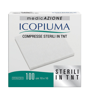 ICOPIUMA GARZA COMPRESSA IN TESSUTO NON TESSUTO ADESIVA 10X10 CM 100 PEZZI - Farmacia Castello Srl