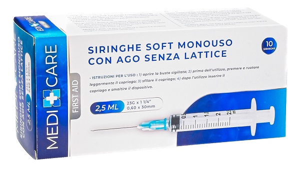 SIRINGA SOFT CAPACITA' 2,5ML AGO GAUGE 23 CONFEZIONE 10 PEZZI GAMMADIS - Farmacia Castello Srl