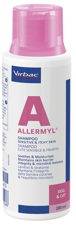 ALLERMYL SHAMPOO PER CUTE SENSIBILE E PRURITO CANE E GATTO 200 ML - Farmacia Castello Srl