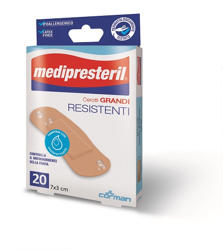 CEROTTO GRANDE MEDIPRESTERIL RESISTENTE 7X3CM 20 PEZZI - Farmacia Castello Srl