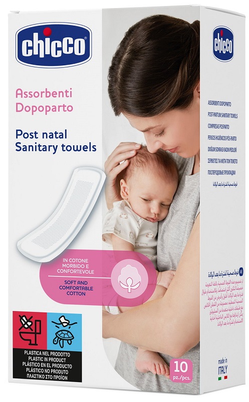 CHICCO MAMMA DONNA ASSORBENTI POSTPARTO COTONE 10 PEZZI - Farmacia Castello Srl