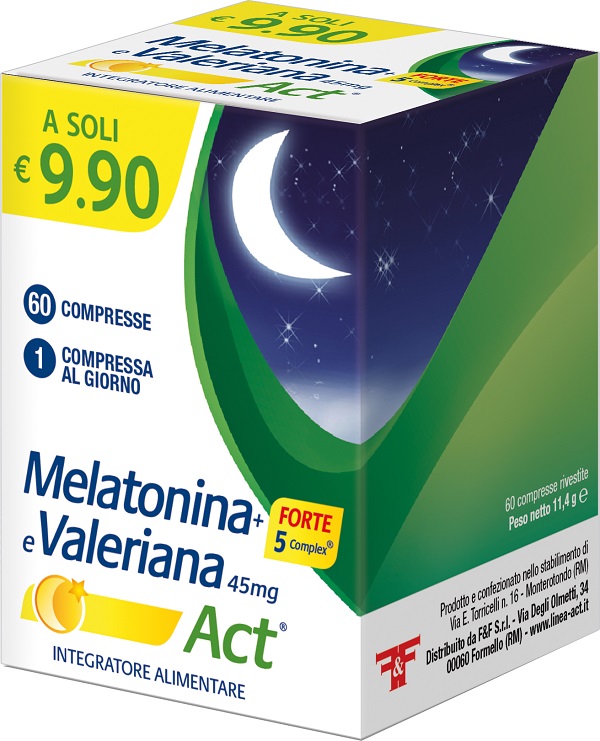 MELATONINA+FORTE 5 COMPLEX E VALERIANA ACT 60 COMPRESSE - Farmacia Castello Srl