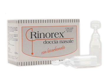 FIALA PER DOCCIA NASALE RINOREX BICARBONATO 15 FIALE 5 ML - Farmacia Castello Srl