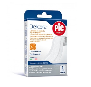 CEROTTO PIC DELICATE STRISCIA BIANCA CON TAMPONE ANTIBATTERICO CM 8X0,5 M - Farmacia Castello Srl