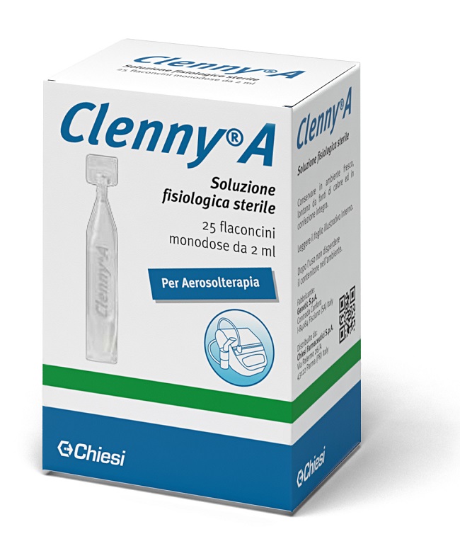 CLENNY A SOLUZIONE FISIOLOGICA STERILE PER AEROSOLTERAPIA 25 FLACONCINI MONODOSE DA 2 ML - Farmacia Castello Srl