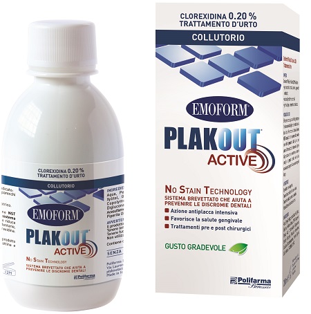 EMOFORM PLAK OUT ACTIVE CLOREXIDINA 0,20% COLLUTORIO 200 ML - Farmacia Castello Srl