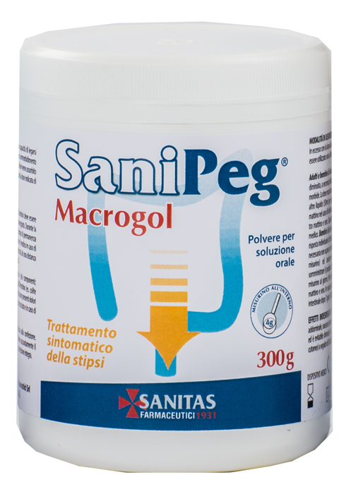 SANIPEG MACROGOL POLVERE PER SOLUZIONE ORALE BARATTOLO 300 G - Farmacia Castello Srl