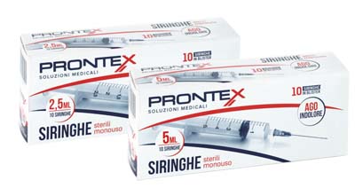 SIRINGA PRONTEX 5 ML AGO IND 10 PEZZI - Farmacia Castello Srl