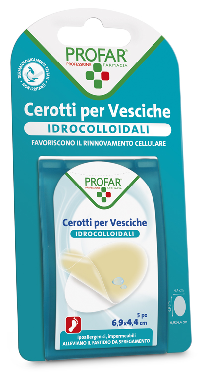 CEROTTO VESCICHE IDROCOLLOIDALE PROFAR 6,9X4,4 5 PEZZI - Farmacia Castello Srl