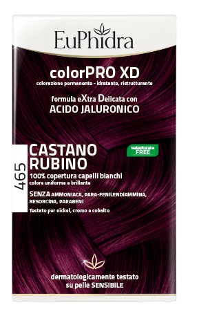 EUPHIDRA COLORPRO XD 465 CAST RUBINO GEL COLORANTE CAPELLI IN FLACONE + ATTIVANTE + BALSAMO + GUANTI - Farmacia Castello Srl