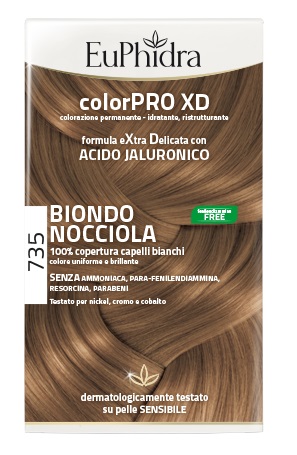 EUPHIDRA COLORPRO XD 735 BIONDO NOCCIOLA GEL COLORANTE CAPELLI IN FLACONE + ATTIVANTE + BALSAMO + GUANTI - Farmacia Castello Srl