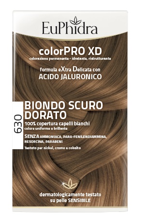 EUPHIDRA COLORPRO XD 630 BIONDO SCURO DORATO GEL COLORANTE CAPELLI IN FLACONE + ATTIVANTE + BALSAMO + GUANTI - Farmacia Castello Srl