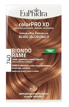 EUPHIDRA COLORPRO XD 740 BIONDO RAME GEL COLORANTE CAPELLI IN FLACONE + ATTIVANTE + BALSAMO + GUANTI - Farmacia Castello Srl