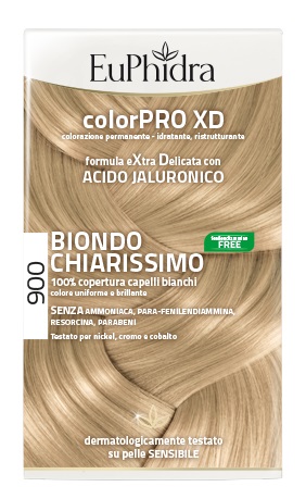 EUPHIDRA COLORPRO XD 900 BIONDO CHIARISSIMO GEL COLORANTE CAPELLI IN FLACONE + ATTIVANTE + BALSAMO + GUANTI - Farmacia Castello Srl
