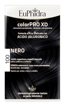 EUPHIDRA COLORPRO XD 100 NERO GEL COLORANTE CAPELLI IN FLACONE + ATTIVANTE + BALSAMO + GUANTI - Farmacia Castello Srl