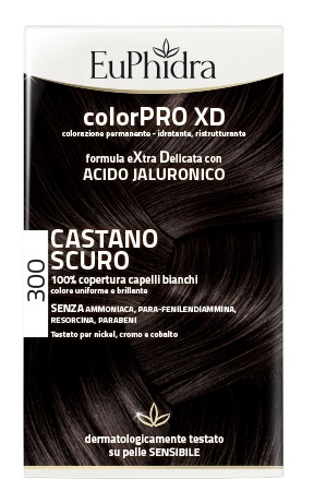 EUPHIDRA COLORPRO XD 300 CASTANO SCURO GEL COLORANTE CAPELLI IN FLACONE + ATTIVANTE + BALSAMO + GUANTI - Farmacia Castello Srl