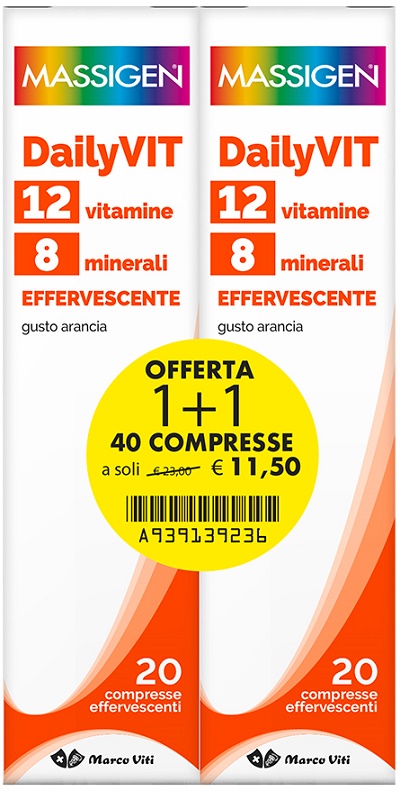 MASSIGEN DAILYVIT EFFERVESCENTE 20+20 COMPRESSE - Farmacia Castello Srl