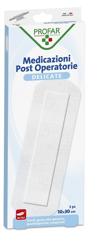 MEDICAZIONE POST OPERATORIA STERILE GARZA ANTIADERENTE 10X30 CM 3 PEZZI PROFAR - Farmacia Castello Srl