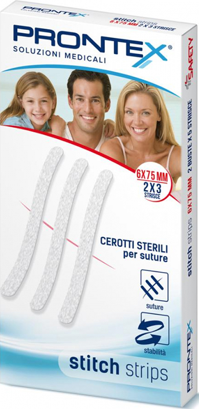 PRONTEX STITCH STRIPS 6X75 10 PEZZI - Farmacia Castello Srl