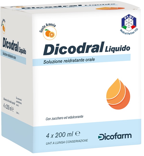 DICODRAL LIQUIDO SOLUZIONE REIDRATANTE ORALE 4 X 200 ML - Farmacia Castello Srl