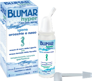 BLUMAR HYPER SPRAY NO GAS SOLUZIONE IPERTONICA DI ACQUA DI MARE E ACQUA TERMALE PER IGIENE NASO E ORECCHIO 50 ML - Farmacia Castello Srl