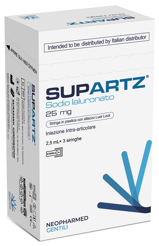 SIRINGA PRERIEMPITA INTRA-ARTICOLARE SUPARTZ ACIDO IALURONICO 25 MG 2,5 ML 3 PEZZI - Farmacia Castello Srl