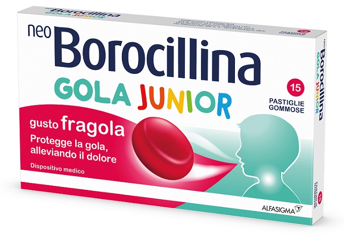 NEOBOROCILLINA GOLA JUNIOR 15 PASTIGLIE GUSTO FRAGOLA - Farmacia Castello Srl