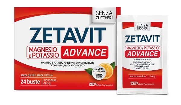 ZETAVIT MAGNESIO POTASSIO ADVANCE BUSTINE 24 BUSTE MONODOSE DA 6 G SENZA ZUCCHERI CON EDULCORANTI SENZA GLUTINE SENZA LATTOSIO - Farmacia Castello Srl