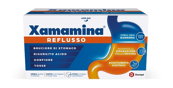 XAMAMINA REFLUSSO 25 STICK DA 20 ML GUSTO UVA FRAGOLA E FRUTTI ROSSI SENZA GLUTINE SENZA LATTOSIO - Farmacia Castello Srl