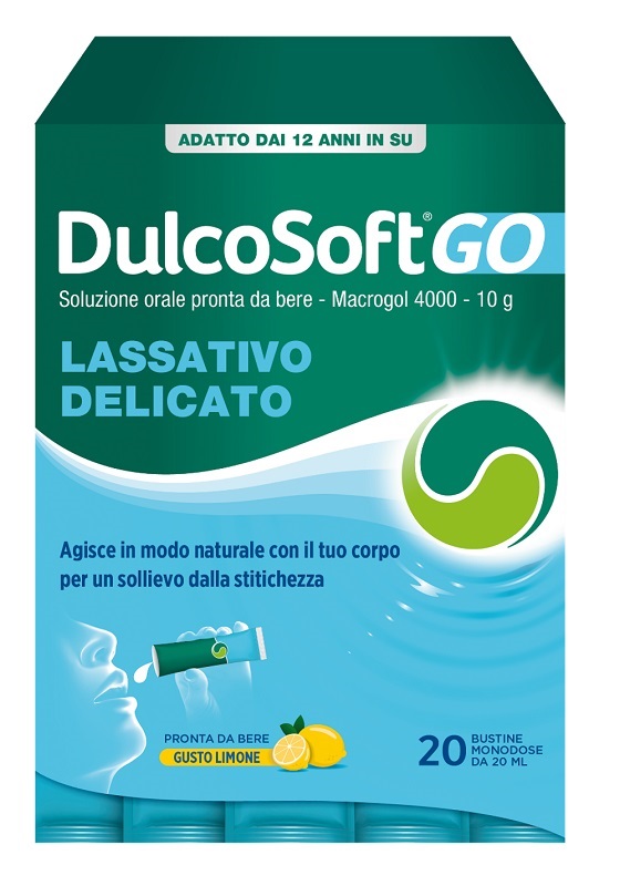 DULCOSOFT GO SENZA ZUCCHERO SENZA GLUTINE SENZA LATTOSIO GUSTO LIMONE 20 BUSTINE DA 20 ML - Farmacia Castello Srl