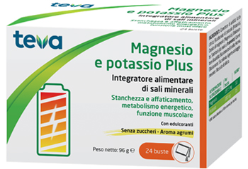 MAGNESIO POTASSIO PLUS TEVA 24 BUSTINE SENZA ZUCCHERI AROMA AGRUMI - Farmacia Castello Srl