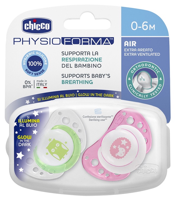 CHICCO SUCCHICCO AIR LUM SILICONE 0-6 MESI 2 PEZZI - Farmacia Castello Srl