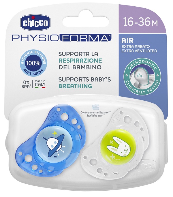 CHICCO SUCCHIETTO AIR BOY IN SILICONE 16-36 MESI 2 PEZZI - Farmacia Castello Srl