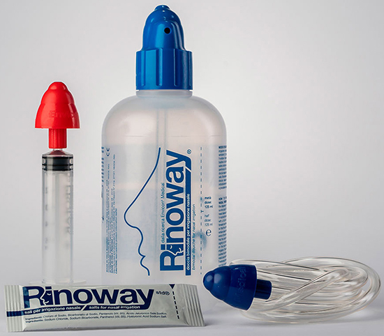 RINOWAY DOCCIA PER IRRIGAZIONE NASALE + 15 SALI ISOTONICI - Farmacia Castello Srl
