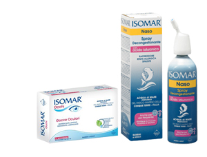 ISOMAR SOLUZIONE ACQUA MARE NASO IPERTONICA NASO SPRAY DECONGESTIONANTE ACIDO IALURONICO + OCCHI - Farmacia Castello Srl