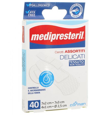 MEDIPRESTERIL CEROTTI DELICATI ASSORTITI 4 FORMATI 40 PEZZI - Farmacia Castello Srl