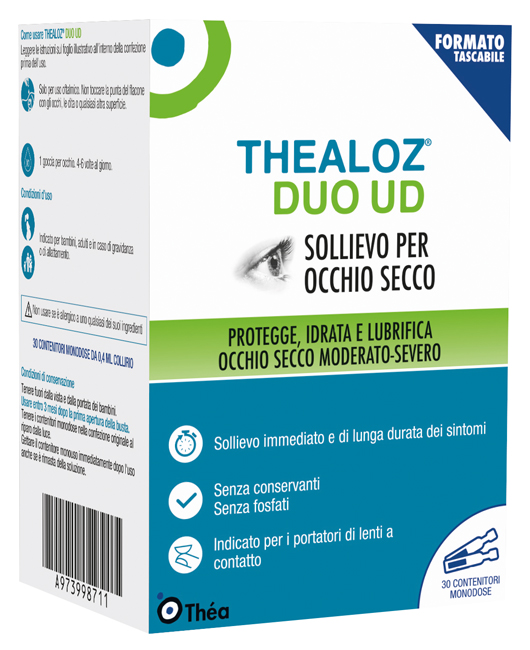 GOCCE OCULARI THEALOZ DUO UD 30 CONTENITORI MONODOSE 0,4 ML - Farmacia Castello Srl