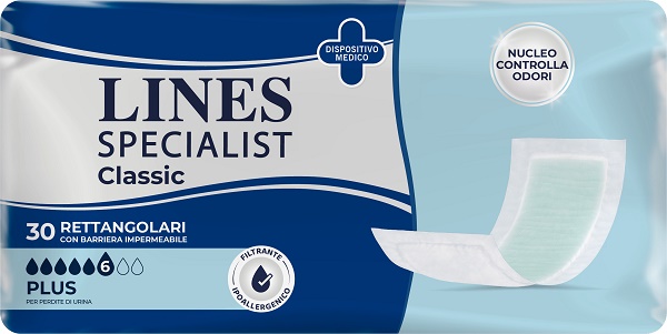 PANNOLONE LINES SPECIALIST CLASSIC RETTANGOLARE CON BARRIERA 30 PEZZI - Farmacia Castello Srl