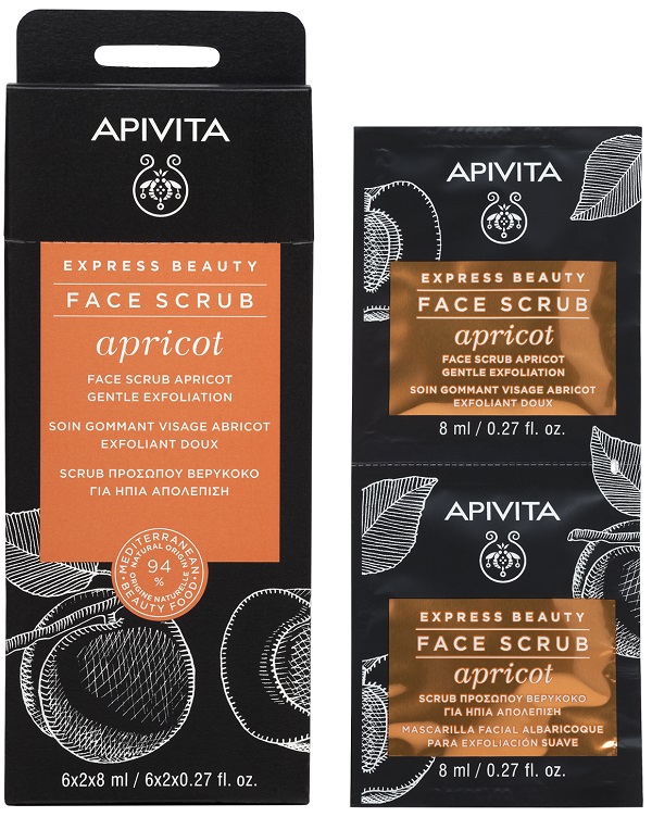 APIVITA EXPRESS BEAUTY FACE SCRUB APRICOT GENTLE EXFOLIATION 2 MASCHERE SCRUB X 8 ML - Farmacia Castello Srl