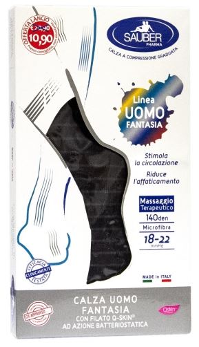 SAUBER CALZA UOMO FANTASIA Q-SKIN 140 DEN NERA RIGA SOTTILE DENIM TAGLIA P PROMO - Farmacia Castello Srl