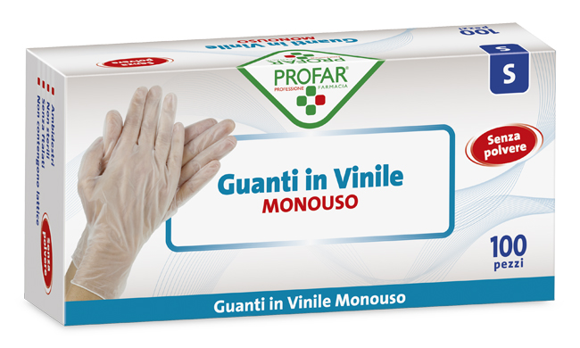 PROFAR GUANTO IN VINILE SENZA POLVERE S 100 PEZZI - Farmacia Castello Srl