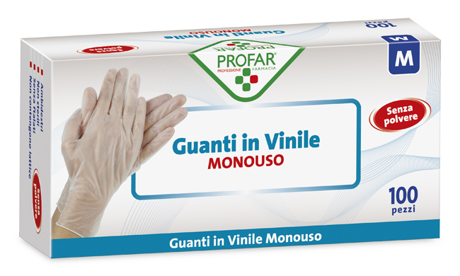 PROFAR GUANTO IN VINILE SENZA POLVERE M 100 PEZZI - Farmacia Castello Srl