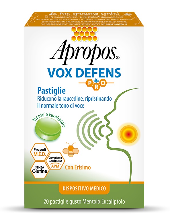 APROPOS VOX DEFENS PRO MENTOLO EUCALIPTO 20 PASTIGLIE - Farmacia Castello Srl