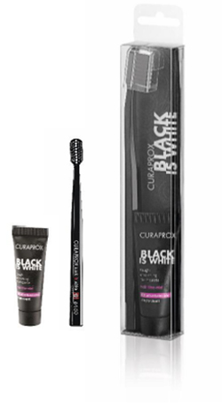 CURAPROX BLACK IS WHITE DENTIFRICI SBIANCANTI 1 DENTIFRICIO DA 10ML + 1 SPAZZOLINO - Farmacia Castello Srl