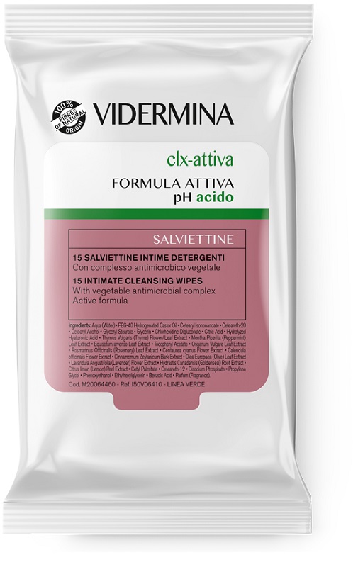 VIDERMINA CLX ATTIVA 15 SALVIETTE INTIME DETERGENTI - Farmacia Castello Srl