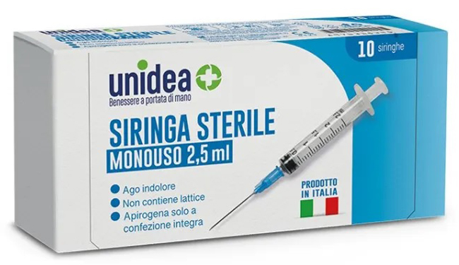 UNIDEA SIRINGA DA 2,5ML MONOUSO 10 PEZZI - Farmacia Castello Srl
